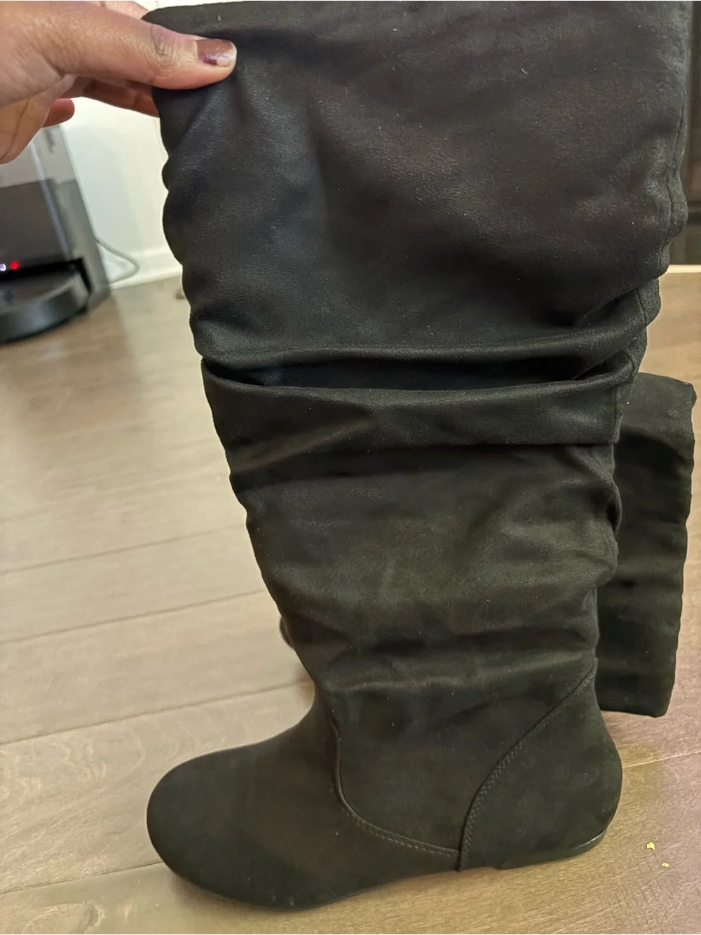 Amazon Black Over-the-Knee Stretch Suede Boots